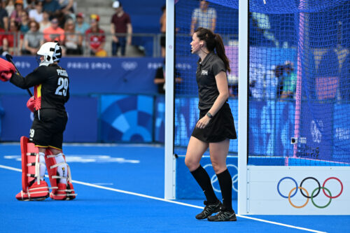 Hannah umpiring at the Olympic Games, Paris 2024.