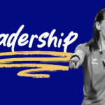 Hannah showing a hockey umpiring signal next to the word 'Leadership'.
